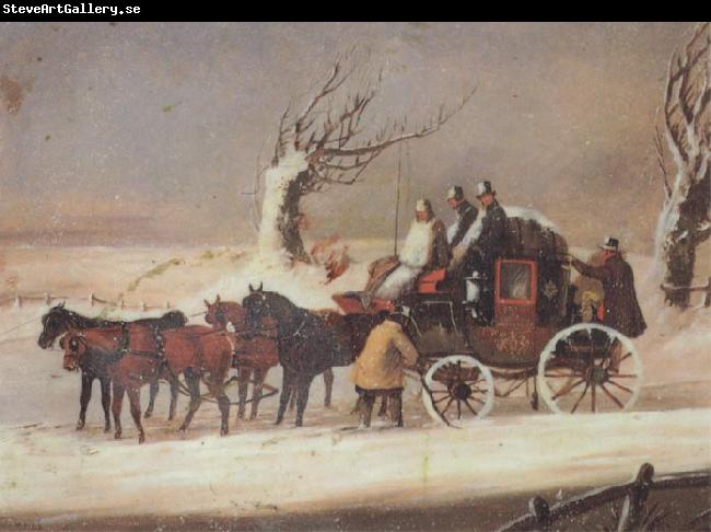 Henry Alken Jnr The Bath To London Royalmail Coach in the snow